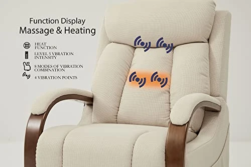 DYNOX Small Lift Chair Recliners With Massage And Heat, Dual Motor Power Lift Sofa With Infinite Adjust For Back And Footrest (Fabirc-Beige) 2 DYNOX Small Lift Chair Recliners With Massage And Heat, Dual Motor Power Lift Sofa With Infinite Adjust For Back And Footrest (Fabirc-Beige) - Image 2