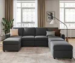 LINSY HOME Modular Sectional Sofa, Convertible U Shaped Sofa Couch With Storage, Memory Foam, Modular Sectionals With Ottomans, 6 Seat Sofa Set With Chaise For Living Room, Grey -Songmics Furniture Shop 41XKH3ca 2L. AC 1