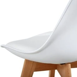 LSSBOUGHT Modern Style Dining Chairs,Shell Lounge Plastic Chair With Soft Padded Seat And Solid Wooden Legs Set Of 4 (White) 10 LSSBOUGHT Modern Style Dining Chairs,Shell Lounge Plastic Chair With Soft Padded Seat And Solid Wooden Legs Set Of 4 (White) -Songmics Furniture Shop 41XKcVJVg3L