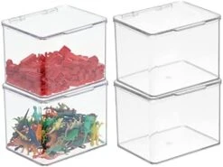 MDesign Plastic Playroom And Gaming Storage Organizer Box Containers With Hinged Lid For Shelves Or Cubbies, Holds Small Toys, Building Blocks, Puzzles, Markers, Controllers, Or Crayons, 4 Pack, Clear, 5.5 X 13.3 X 3 -Songmics Furniture Shop 41XNy9Gt27L. AC