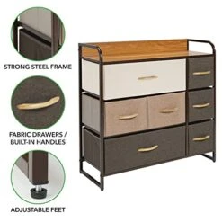 MDesign 30.9" High Steel Frame/Wood Top Storage Dresser Furniture Unit With 7 Removable Fabric Drawers - Large Bureau Organizer For Bedroom, Living Room, Closet - Multi-Color/Espresso Brown 11 MDesign 30.9" High Steel Frame/Wood Top Storage Dresser Furniture Unit With 7 Removable Fabric Drawers - Large Bureau Organizer For Bedroom, Living Room, Closet - Multi-Color/Espresso Brown -Songmics Furniture Shop 41XPRaPurML