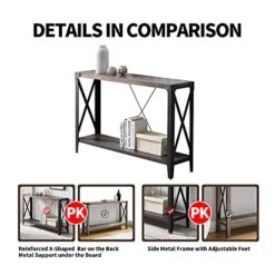 OKD Console Tables For Entryway, Hallway Table, 2-Tier Entrance Tables, Industrial Long Tables For Living Room, With Storage And X-Frame Open Shelf, Easy Assemble, Dark Rustic Oak -Songmics Furniture Shop 41XTtVXeGmL