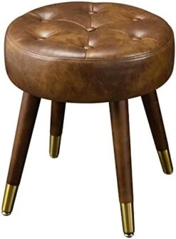 Furniliving Mid-Century Tufted Adjustable Swivel Makeup Ottoman Stool; Modern Big Size Round Vanity Stool Chair For Bedroom Living Room (White) -Songmics Furniture Shop 41XZgnCpPtL. AC