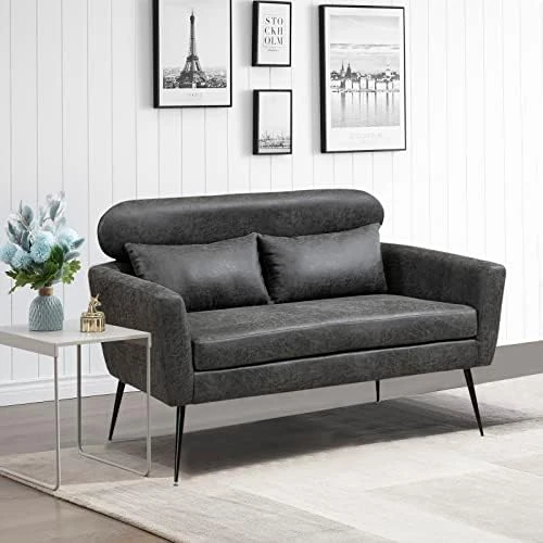 Betoko 51‘’ Loveseat Sofa Small Couch Two Seat Mid Century Modern Sofa With 2 Throw Pillows And Gold Metal Legs For Small Space Office Studio Apartments Bedroom,Ivory 12 Betoko 51‘’ Loveseat Sofa Small Couch Two Seat Mid Century Modern Sofa With 2 Throw Pillows And Gold Metal Legs For Small Space Office Studio Apartments Bedroom,Ivory - Image 12