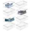 MDesign Plastic Closet Organizer Box Containers With Hinged Lid For Bedroom Shelves/Cabinets, Holds Flats, Sandals, Sneakers, Dress Shoes, Heels, Booties, And Wedges, Ligne Collection, 8 Pack, Clear