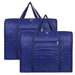 AARON INC Parachute Fabric Moisture Proof Multi-Purpose 156L Extra Large Storage Bag/Blankets Storage Bag/Clothes Storage Organizer With Zip And Durable Handle With Small Pocket Blue
