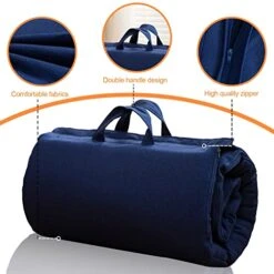 HIGOGOGO Camping Mattress, Portable Foldable Travel Foam Sleeping Mat Pad With Carry Handle, 75"x28" Japanese Floor Futon Roll Up Mattress, Car Cot Bed For Adults, Tents, Truck, SUV, Navy -Songmics Furniture Shop 41XhdCo5FvL
