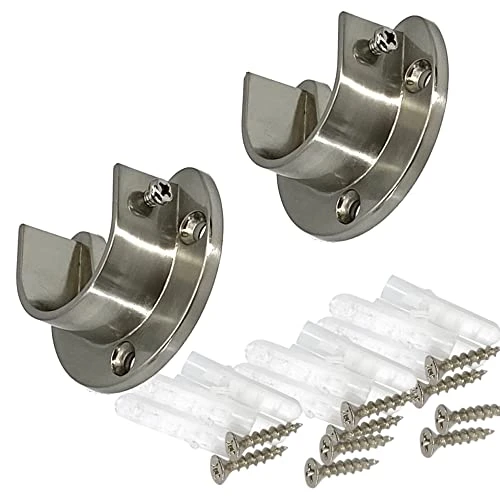 Desunia Custom Cut | Up To 72" | Heavy Duty Satin Nickel Closet Rod | 1 5/16" Dia. | W/Matching End Brackets 3 Desunia Custom Cut | Up To 72" | Heavy Duty Satin Nickel Closet Rod | 1 5/16" Dia. | W/Matching End Brackets - Image 3