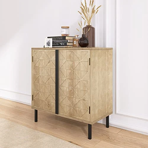 Kitchen Pantry Storage Cabinet, Retro Farmhouse Sideboard Buffet Cabinet With Shelf, Barn Door Coffee Bar Cabinet For Kitchen, Dining Room, Entryway, Hall,Natural 2 5 Kitchen Pantry Storage Cabinet, Retro Farmhouse Sideboard Buffet Cabinet With Shelf, Barn Door Coffee Bar Cabinet For Kitchen, Dining Room, Entryway, Hall,Natural 2 - Image 5