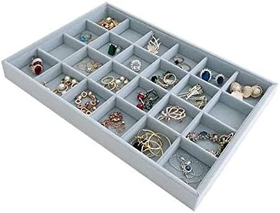 Svea Display Large Grey Premium Quality Velvet Glasses Tray Display Storage With Rearrangeable Compartments Stackable Jewelry Organizer 8 Svea Display Large Grey Premium Quality Velvet Glasses Tray Display Storage With Rearrangeable Compartments Stackable Jewelry Organizer - Image 8