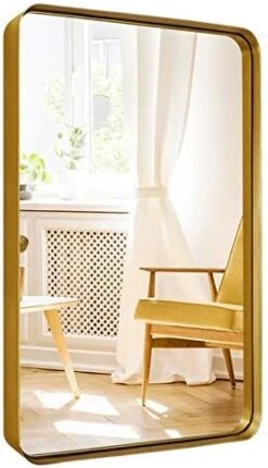 24"x36" Black Bathroom Mirror, Upgrade Metal Frame Wall Mounted With Rounded Corner For Entryways, Living Rooms -Songmics Furniture Shop 41XlBZk15RL. AC