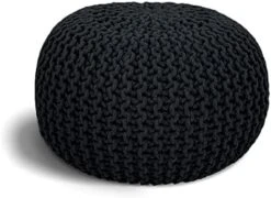 ELYFLAIR® Pouf Ottoman Hand Knitted – Elegant And Simple Knitted Pouf – Multipurpose Handmade Pouf Ottoman For Bedroom, Living Room – Comfortable Cotton Ottoman Foot Rest (Beige, 17,7⌀ Inches) -Songmics Furniture Shop 41Xv49xKJL. AC