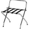 KB Designs - Folding Suitcase Luggage Rack With Support Bar, Chrome
