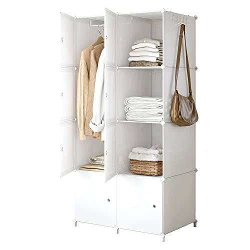 JOISCOPE Portable Closet For Hanging Clothes, Combination Armoire, Modular Cabinet For Space Saving, Ideal Storage Organizer Cube For Books, Toys, 8 Cubes 1 JOISCOPE Portable Closet For Hanging Clothes, Combination Armoire, Modular Cabinet For Space Saving, Ideal Storage Organizer Cube For Books, Toys, 8 Cubes