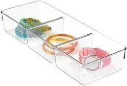 IDesign Linus Plastic Dresser And Vanity Organizer, Storage Bin For Bathroom, Bedroom, Office, Craft Room, Fridge, Freezer, Pantry, 12" X 6" X 3", Clear -Songmics Furniture Shop 41Y03py3DL. AC