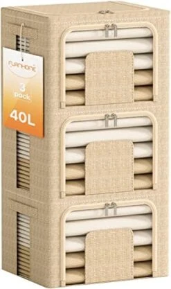 Furnhome 3 Pack Clothes Storage Organizer, Large Storage Bins For Closet, Foldable Clothing Storage Bins For Shelves With Zippers & Clear Window & Reinforced Handles-72L, Grey. 17 Furnhome 3 Pack Clothes Storage Organizer, Large Storage Bins For Closet, Foldable Clothing Storage Bins For Shelves With Zippers & Clear Window & Reinforced Handles-72L, Grey. -Songmics Furniture Shop 41Y997XoTZL. AC