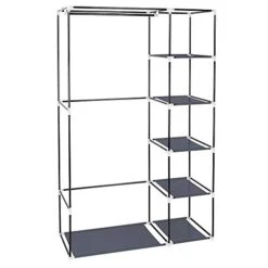 Volowoo Portable Closet Wardrobe,67'' Closet Storage Organizer Rack With Shelves And Cover For Hanging Clothes, Non-Woven Fabric, Quick And Easy To Assembly (Gray) -Songmics Furniture Shop 41YD5gWLBxL