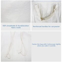 AMJ 2 Pack - Extra Heavy Duty Washable Laundry Bag With Drawstring, Cotton Laundry Bag For Sleeping Bag, Laundry Hamper Liner And Travel, Beige -Songmics Furniture Shop 41YD7JgASPL