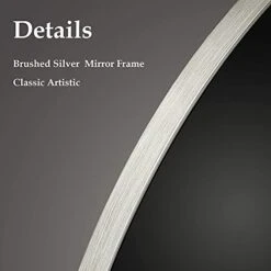 Untrammelife Silver Round Bathroom Mirror, 32 Inch Large Bathroom Vanity Mirror, Modern Circle Wall Mirror Silver Brushed Nickel Metal Frame Round Wall-Mounted Mirror For Bedroom Living Room -Songmics Furniture Shop 41YFqKpl7US