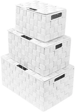 Sorbus Storage Box Woven Basket Bin Container Tote Cube Organizer Set Stackable Storage Basket Woven Strap Shelf Organizer Built-In Carry Handles (Lid Bins - 3 Pack, Gray) 19 Sorbus Storage Box Woven Basket Bin Container Tote Cube Organizer Set Stackable Storage Basket Woven Strap Shelf Organizer Built-In Carry Handles (Lid Bins - 3 Pack, Gray) -Songmics Furniture Shop 41YH ZktJiL. AC