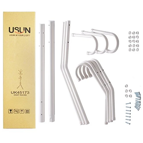USUN 173CM Metal Coat Rack Free Standing Display Stand Hall Tree With 3 Tiers And 11 Hooks For Clothes Scarves Bags Umbrella And Hats 45173-2 (White) 6 USUN 173CM Metal Coat Rack Free Standing Display Stand Hall Tree With 3 Tiers And 11 Hooks For Clothes Scarves Bags Umbrella And Hats 45173-2 (White) - Image 6