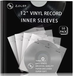Vinyl Record Inner Sleeves 100 Pack For 12" Lp, 3-Ply Anti Static Soft Inner Sleeve With Archival Paper Enclosed For 33 RPM LP Protection (12" 100P) 11 Vinyl Record Inner Sleeves 100 Pack For 12" Lp, 3-Ply Anti Static Soft Inner Sleeve With Archival Paper Enclosed For 33 RPM LP Protection (12" 100P) -Songmics Furniture Shop 41YOEDfhK7L. AC