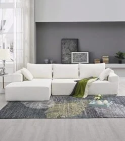 Melpomene Modular Sectional Sofa, Modern Minimalist 109" L-Shape 2 PC Free Combination Upholstered Sleeper Sofa Couch,White 12 Melpomene Modular Sectional Sofa, Modern Minimalist 109" L-Shape 2 PC Free Combination Upholstered Sleeper Sofa Couch,White -Songmics Furniture Shop 41YQ8cksI3L