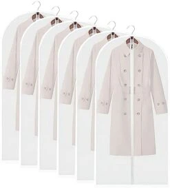 AIDBUCKS Garment Bags 6 Pieces Clothes Covers Protecting Dusts Lightweight Clear Full Zipper Suit Bags Long-Term Storage Jacket Coat Dress, White, 24x48" -Songmics Furniture Shop 41YRbitnXFL. AC