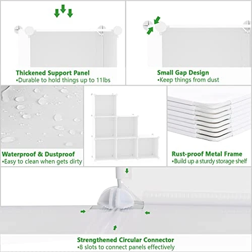 C&AHOME Cube Storage Organizer, 6-Cube Shelves Units, Closet Cabinet, DIY Plastic Modular Book Shelf, Ideal For Bedroom, Living Room, Office, 36.6" L X 12.4" W X 36.6" H Milky UPCS06M 6 C&AHOME Cube Storage Organizer, 6-Cube Shelves Units, Closet Cabinet, DIY Plastic Modular Book Shelf, Ideal For Bedroom, Living Room, Office, 36.6" L X 12.4" W X 36.6" H Milky UPCS06M - Image 6