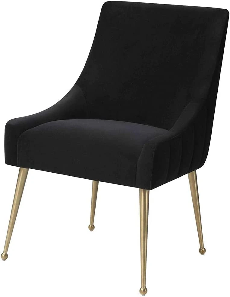 MEXIYA Irina Dining Chair Beige Easy Clean Velvet Upholstered Side Chair With Brushed Gold Leg 6 MEXIYA Irina Dining Chair Beige Easy Clean Velvet Upholstered Side Chair With Brushed Gold Leg - Image 6