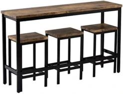 Merax Counter Height Pub Table Set With 3 Stools, Bar Table And Chair Set 4-Piece Dining Table Set With Metal Frame -Songmics Furniture Shop 41YeYSuAPL. AC