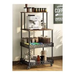 Four Layer Kitchen Baker Rack, Vertical Microwave Oven Rack, Kitchen Storage Rack With Wheels, Suitable For Kitchens And Restaurants 11 Four Layer Kitchen Baker Rack, Vertical Microwave Oven Rack, Kitchen Storage Rack With Wheels, Suitable For Kitchens And Restaurants -Songmics Furniture Shop 41YehGEX6PL