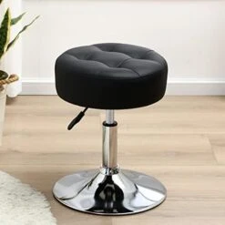 Furniliving Mid-Century Tufted Adjustable Swivel Makeup Ottoman Stool; Modern Big Size Round Vanity Stool Chair For Bedroom Living Room (White) -Songmics Furniture Shop 41YhNWdSTvL. AC