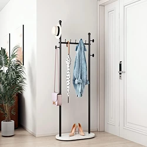 DR.IRON Gold Clothing Racks With Marble Base Modern Gold Coat Racks Freestanding Gold Clothes Rack With Shelves For Bedroom Heavy Duty Garment Racks In Hallway, Entryway 5 DR.IRON Gold Clothing Racks With Marble Base Modern Gold Coat Racks Freestanding Gold Clothes Rack With Shelves For Bedroom Heavy Duty Garment Racks In Hallway, Entryway - Image 5