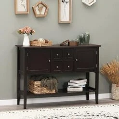 Sophia & William Sideboards And Buffets With Storage, Console Table Cupboard With Open Shelf, 2 Doors And 4 Drawers, Wood Accent Storage Cabinet For Entryway Living Room Kitchen, Coffee 12 Sophia & William Sideboards And Buffets With Storage, Console Table Cupboard With Open Shelf, 2 Doors And 4 Drawers, Wood Accent Storage Cabinet For Entryway Living Room Kitchen, Coffee -Songmics Furniture Shop 41YlXEdYXuL. AC