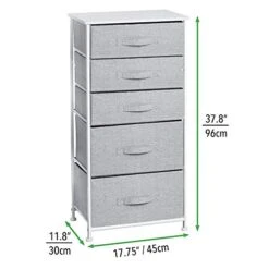MDesign Storage Dresser Furniture Unit - Tall Standing Organizer Tower For Bedroom, Office, Living Room, And Closet - 5 Drawer Removable Fabric Bins - Gray/White -Songmics Furniture Shop 41YmXxs5q0L