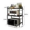 WHIFEA 3-Tier Adjustable 15.74''-23.62'' Heavy Duty Shelving Microwave Rack Horizontal Extension Kitchen Shelf Tableware Storage Stand Organizer With 3 Hooks For Home Office Carbon Steel Matte Black