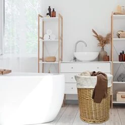 AMJ 2 Pack - Extra Heavy Duty Washable Laundry Bag With Drawstring, Cotton Laundry Bag For Sleeping Bag, Laundry Hamper Liner And Travel, Beige -Songmics Furniture Shop 41YovMLog9L