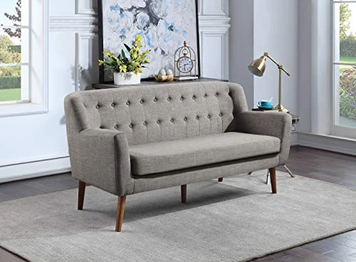 OSP Home Furnishings Mill Lane Seating With Button Tufted Design And Spring Cushion Support, Sofa, Cement Grey Fabric 1 OSP Home Furnishings Mill Lane Seating With Button Tufted Design And Spring Cushion Support, Sofa, Cement Grey Fabric