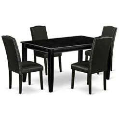 East West Furniture DUEN5-BLK-69 Dining Set, 5 Pieces