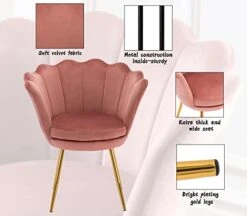 Chairus Living Room Chair, Mid Century Modern Retro Leisure Velvet Accent Chair With Golden Metal Legs, Vanity Chair For Bedroom Dresser, Upholstered Guest Chair(Antique Pink) 12 Chairus Living Room Chair, Mid Century Modern Retro Leisure Velvet Accent Chair With Golden Metal Legs, Vanity Chair For Bedroom Dresser, Upholstered Guest Chair(Antique Pink) -Songmics Furniture Shop 41Z24bIWFcL