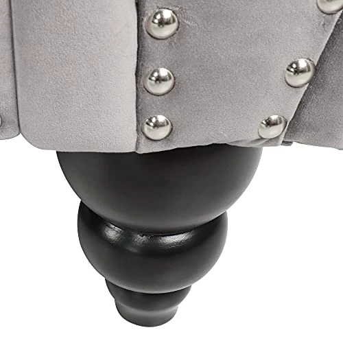 NOSGA Modern Contemporary Sofa Couch With Deep Button Tufting Dutch Velvet, Solid Wood Frame And Wood Legs (Gray) 5 NOSGA Modern Contemporary Sofa Couch With Deep Button Tufting Dutch Velvet, Solid Wood Frame And Wood Legs (Gray) - Image 5