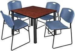 Kee 36" Square Breakroom Table- Cherry/ Black & 4 Zeng Stack Chairs- Black 25 Kee 36" Square Breakroom Table- Cherry/ Black & 4 Zeng Stack Chairs- Black -Songmics Furniture Shop 41Z57DXHvaL. AC