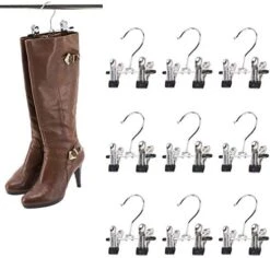 SUNTRADE Double Adjustable Clips Boots Hangers,Space Saving Boots Socks Bags Hanging Clips Boot Holder Boot Organizer,Set Of 12 (12) -Songmics Furniture Shop 41Z8skT7d1L. AC