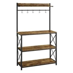 GENERIC 4-Tier Bakers Rack Kitchen Storage Shelf With S-Hooks, NTT 364 (Gray)