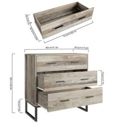 FOTOSOK Wide Dresser For Bedroom, 3 Drawer Dresser With 2 Handles, Chest Of Drawers With Metal Frame For Home Office, 31.5L X 15.6W X 32.3H -Songmics Furniture Shop 41ZBEfQVl7L