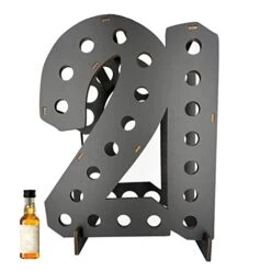 Mini Liquor Bottle Display Shelf For 21st Birthday Decorations For Her Or Him | Available In Three Colors | Made In USA | 21 Black