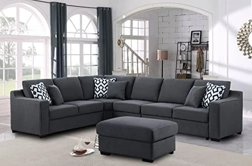 Asunflower Extra Arm Less Fabric Couches For Modular Sectional Sofa Couch Set Middle Part Sectional Couch, Deep Grey 6 Asunflower Extra Arm Less Fabric Couches For Modular Sectional Sofa Couch Set Middle Part Sectional Couch, Deep Grey - Image 6