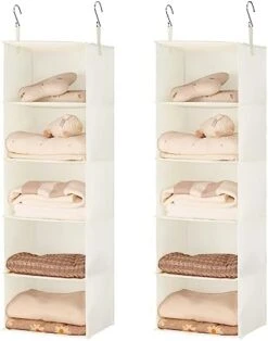 GRANNY SAYS 5-Shelf Hanging Closet Organizers And Storage, Hanging Shelves For Closet Storage, Collapsible Hanging Shelf Organizer For Clothes Organization, Dark Gray, 12 ¼" D X 12 ¼" W X 45 ½" H -Songmics Furniture Shop 41ZLgF7yniL. AC