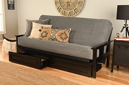 Kodiak Furniture Monterey Futon Set With Storage Drawers, With Black Base And Marmont Thunder Mattress 1 Kodiak Furniture Monterey Futon Set With Storage Drawers, With Black Base And Marmont Thunder Mattress